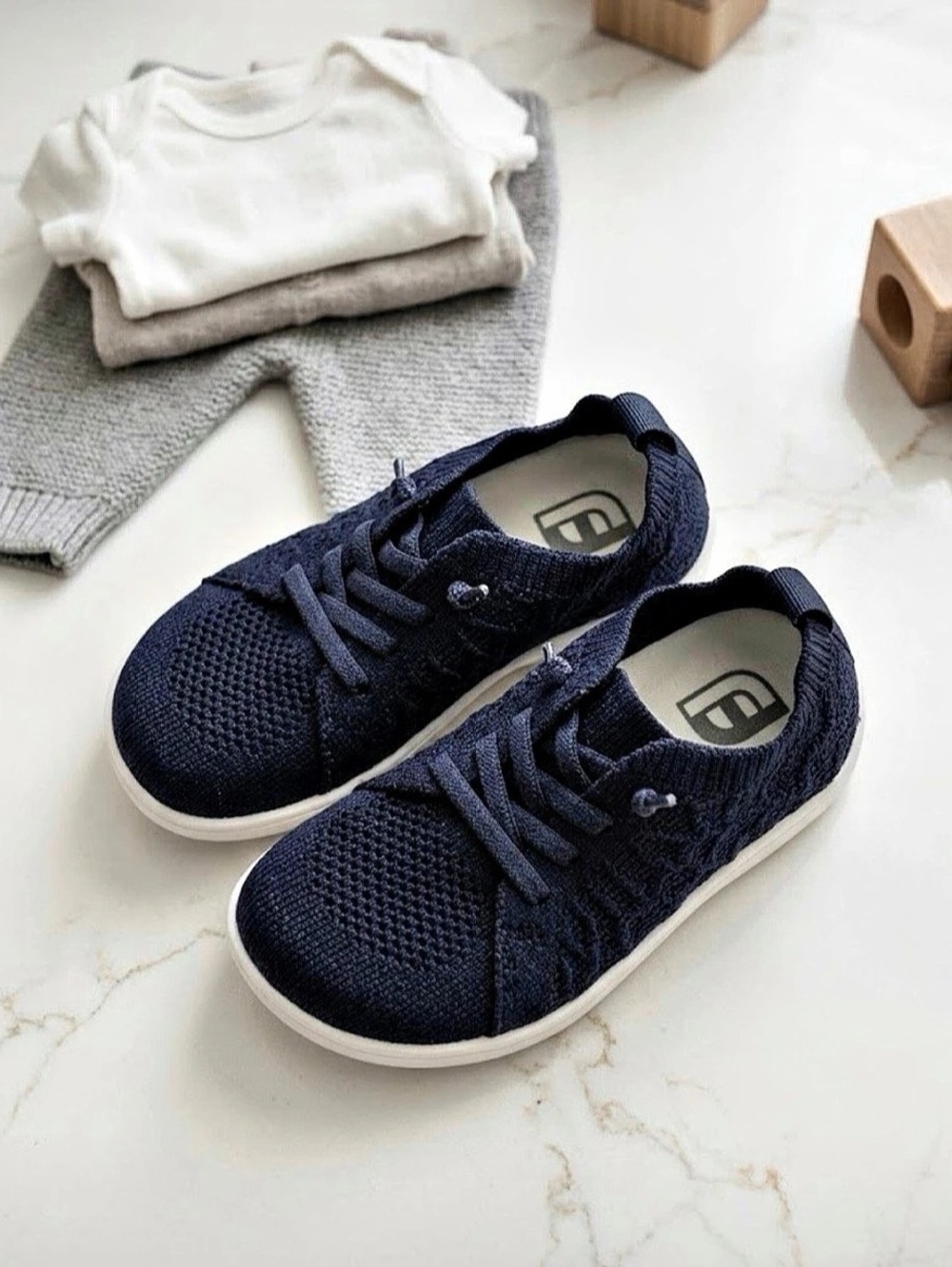 Girls E-Kids Dark Navy Knit Slip-On Sneakers EU 29 / US 11.5 Little Kid – Like N